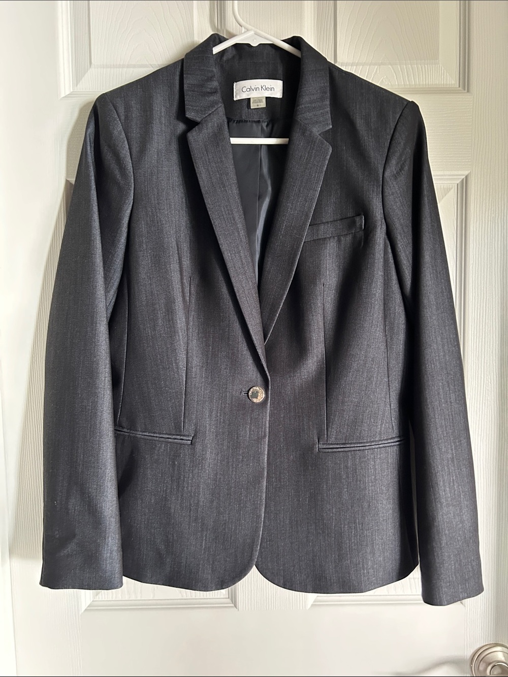 Calvin Klein Women's Dark Gray Single-Button Blazer